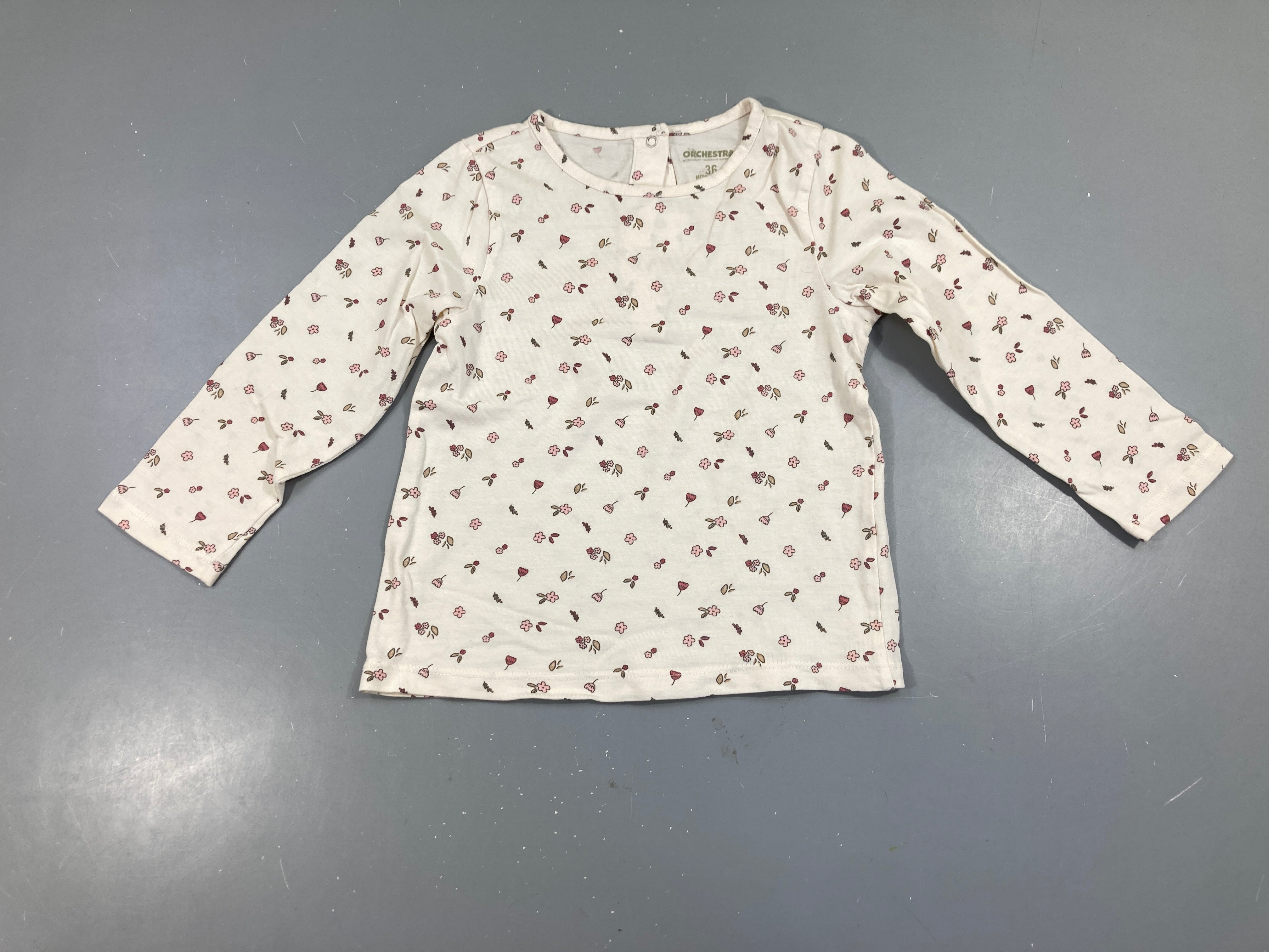 T-shirt m.l blanc flammé fleurs