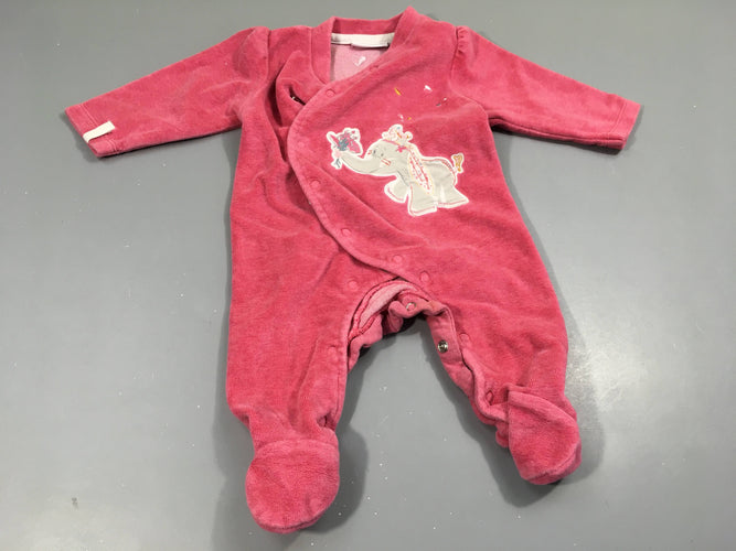 Pyjama velours rose , éléphant Anna et Pili, moins cher chez Petit Kiwi