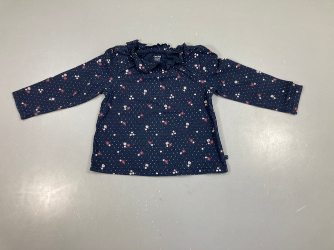 T-shirt m.l bleu marine pois fleurs col, moins cher chez Petit Kiwi