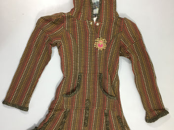 Robe m.l à capuche brune mailles bas étoiles couleur