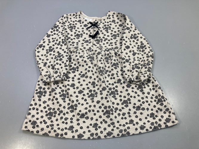 Robe m.l beige fleurs noires nouée, moins cher chez Petit Kiwi