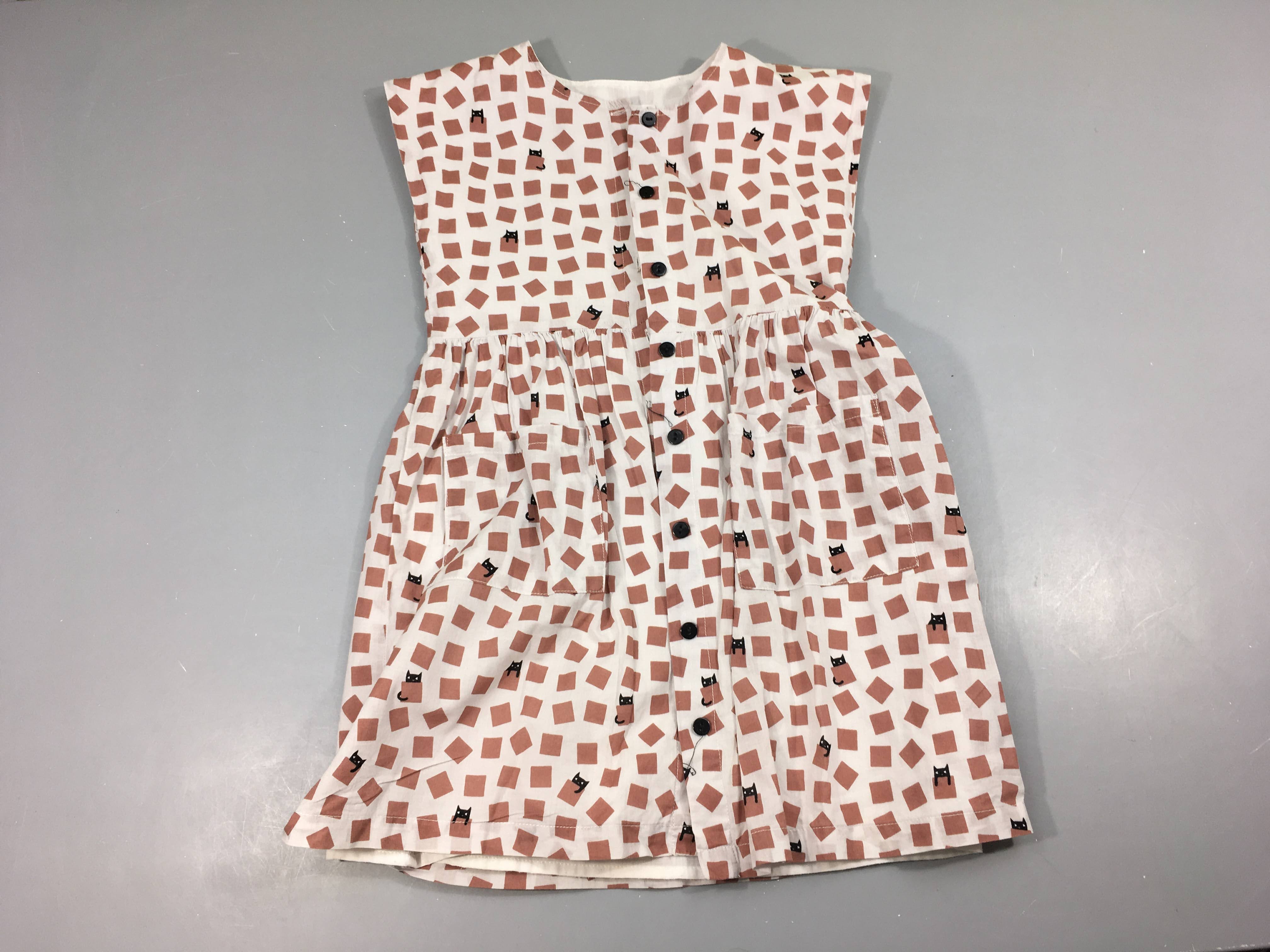 Robe m.c doublée blanche carré chats