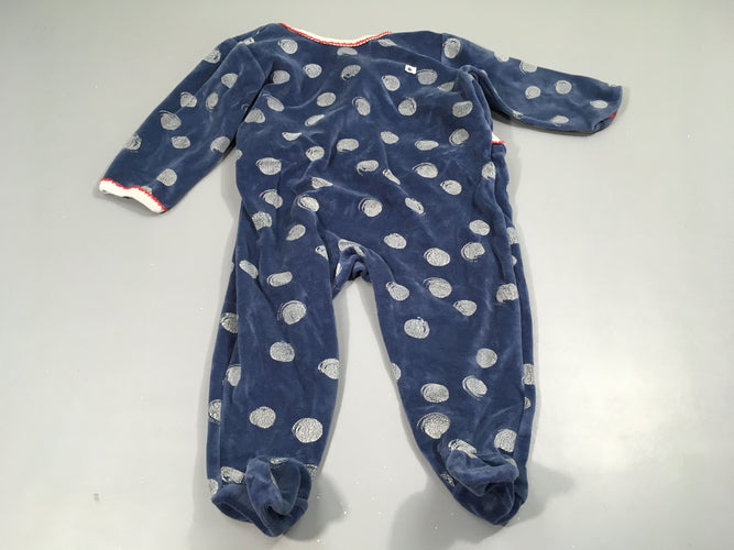 Pyjama velours bleu à pois, moins cher chez Petit Kiwi