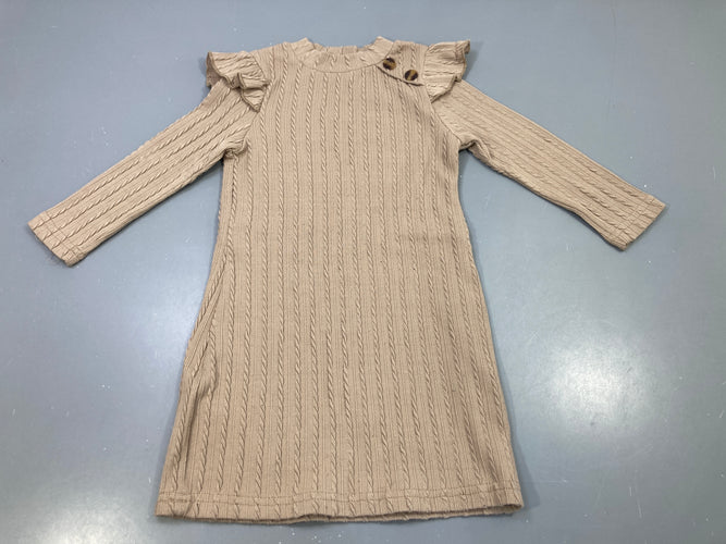 Robe pull m.l beige maille torsadée volants épaules, moins cher chez Petit Kiwi