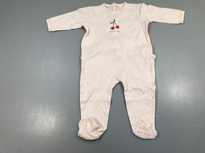 Pyjama molleton rose pois cerises, moins cher chez Petit Kiwi