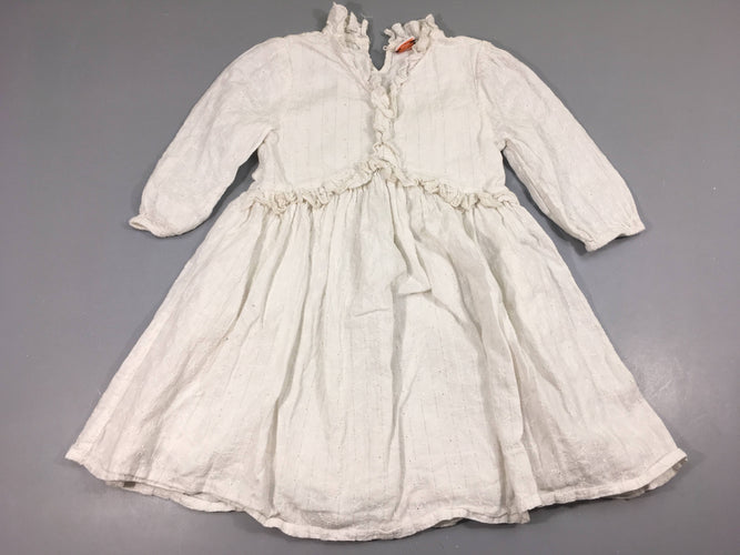 Robe m.l blanche texturée fils argenté, moins cher chez Petit Kiwi