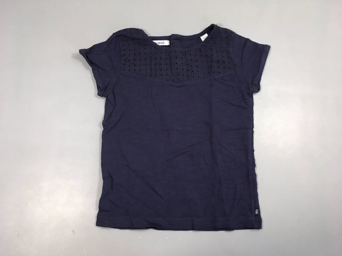 T-shirt m.c à revers bleu foncé ajouré haut, moins cher chez Petit Kiwi