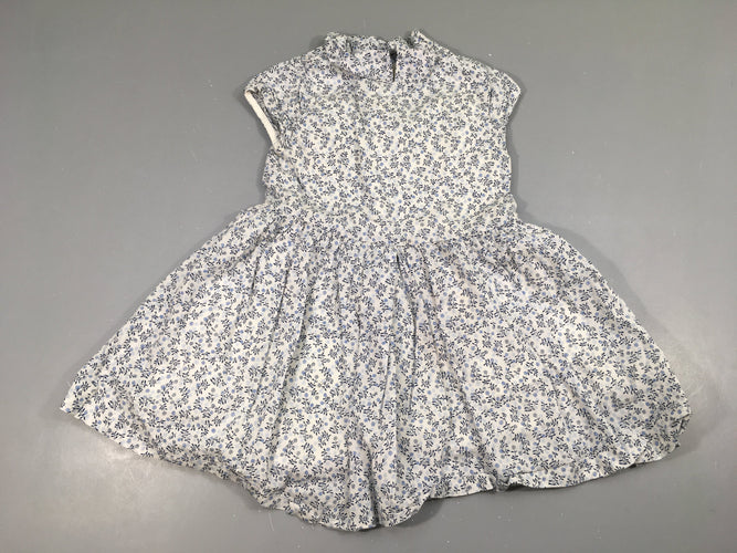Robe m.c coton blanc fleurs bleues Taille estimée, moins cher chez Petit Kiwi