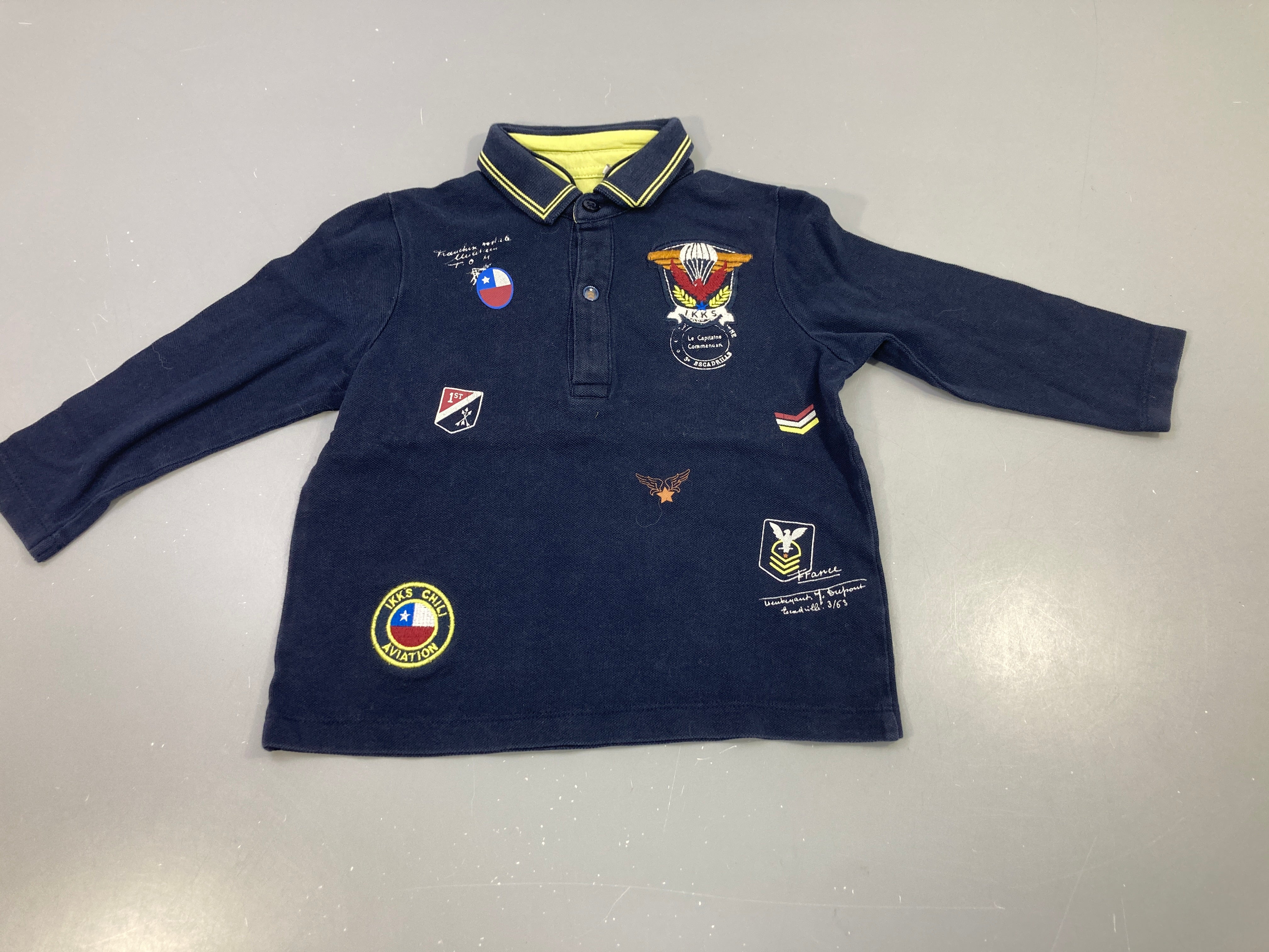 Polo m.l bleu marine badges aviation, IKKS