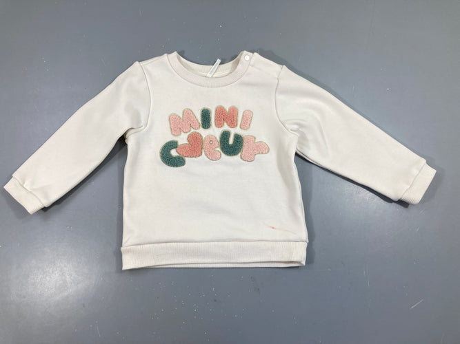 Sweat épais blanc mini relief, trace de marqueur à l'avant, moins cher chez Petit Kiwi