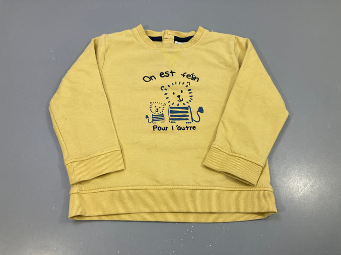 Sweat jaune imprimé lions, moins cher chez Petit Kiwi