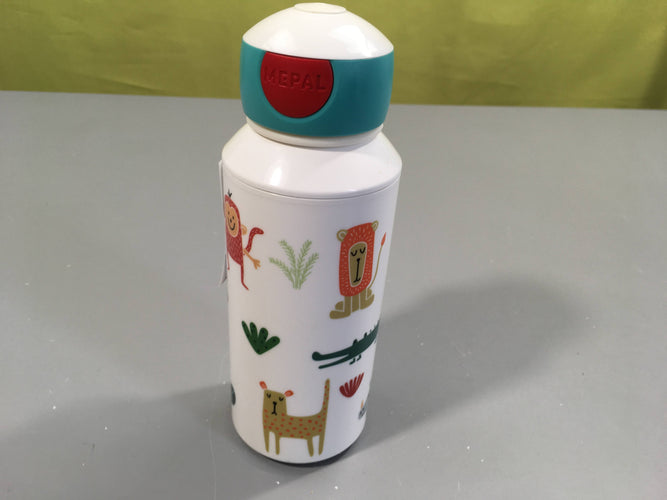 Gourde blanche, motifs animaux, moins cher chez Petit Kiwi