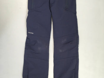 Pantalon chaud de randonnée bleu foncé attache rose