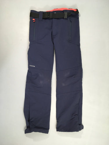 Pantalon chaud de randonnée bleu foncé attache rose, moins cher chez Petit Kiwi