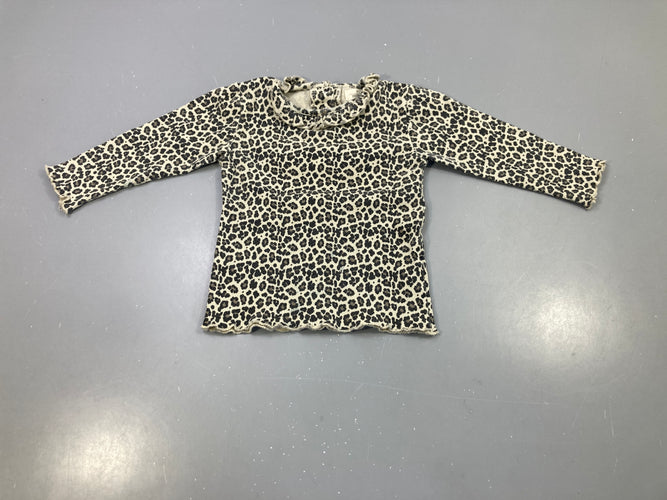 T-shirt m.l imprimé léopard écru froufrous, moins cher chez Petit Kiwi