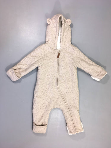 Combi pilote beige chiné pois à capuche, moins cher chez Petit Kiwi