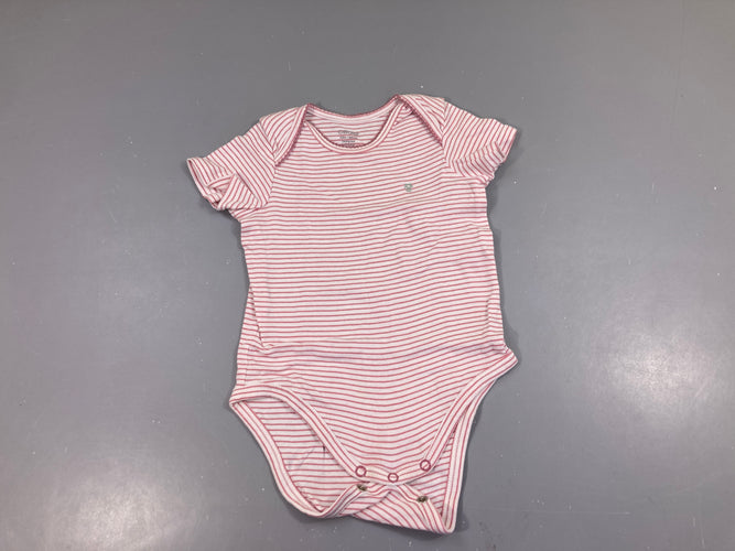 Body m.c blanc rayé rose, moins cher chez Petit Kiwi