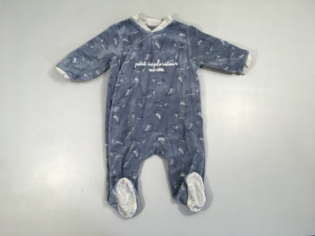Pyjama velours bleu foncé baleines petit explorateur