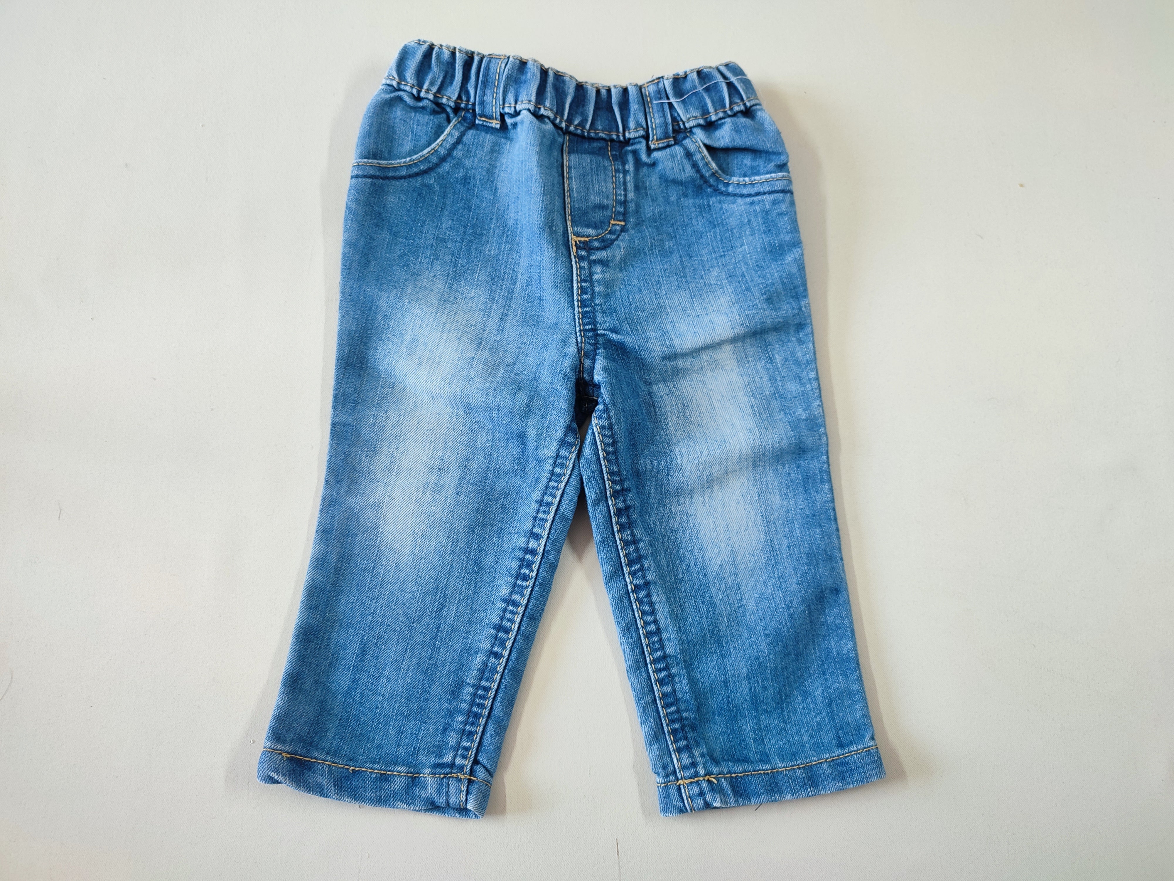 Jeans bleu effet délavé taille élastique