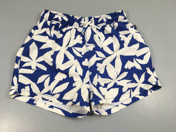 Maillot short blanc/bleu feuillage, moins cher chez Petit Kiwi