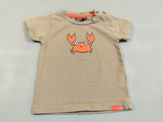 T-shirt m.c beige, palmiers noirs, moins cher chez Petit Kiwi