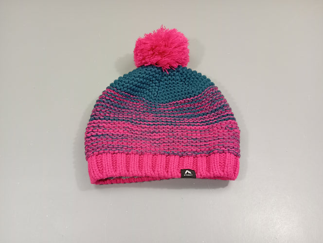 Bonnet Mc Kinley tricot chiné rose et bleu avec pompon  52-54 cm, moins cher chez Petit Kiwi