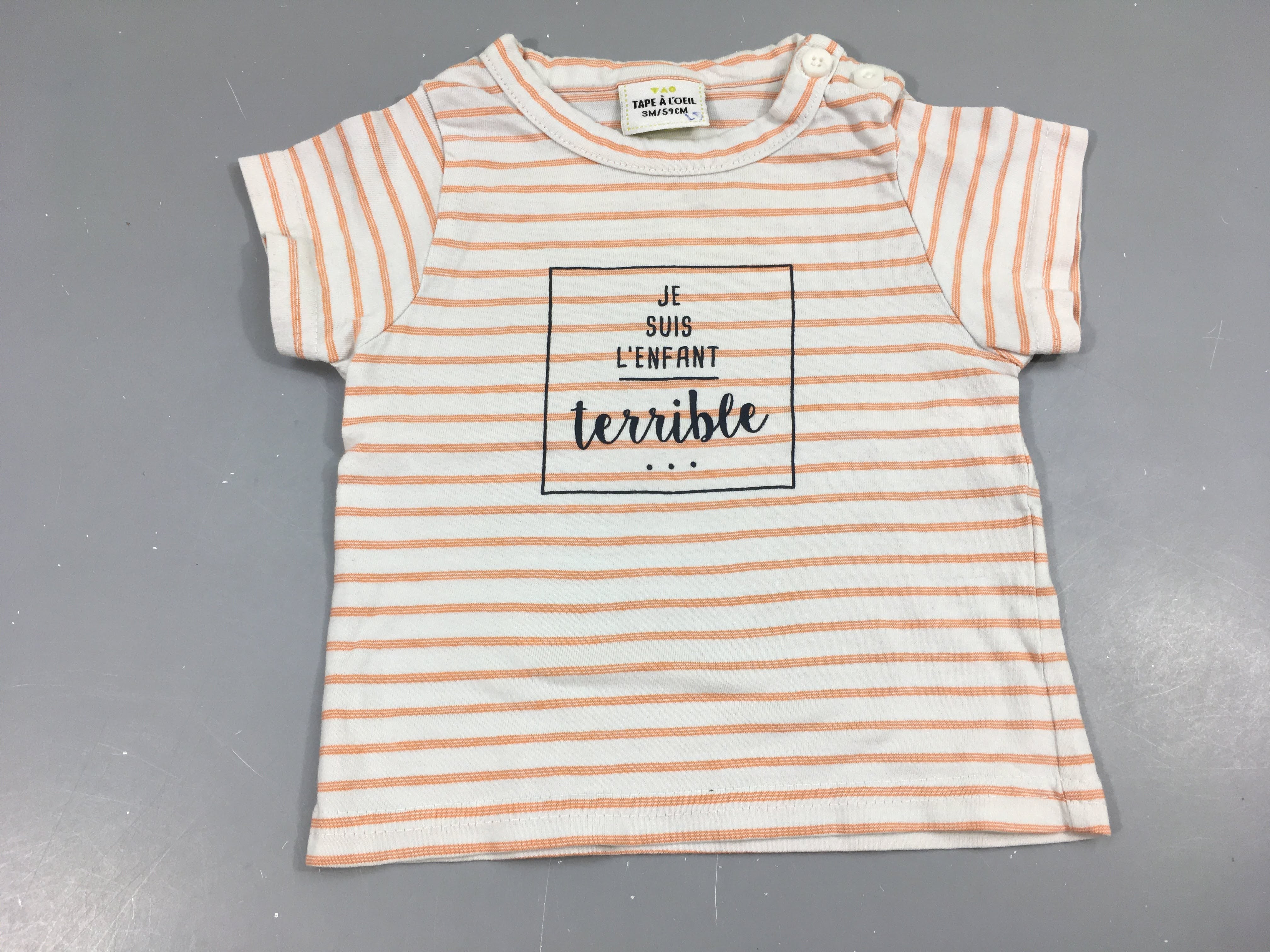 T-shirt m.c blanc rayé orange terrible