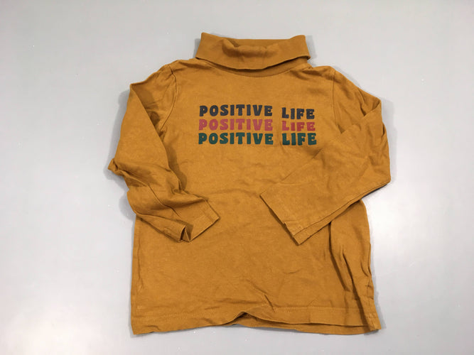 T-shirt m.l col roulé ocre Positive, moins cher chez Petit Kiwi