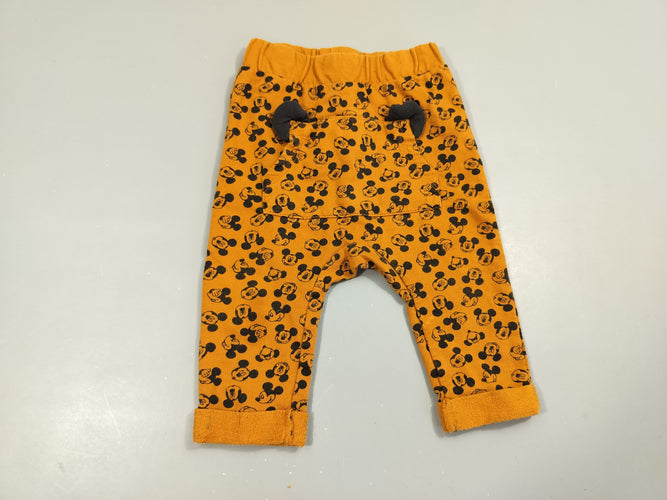 Pantalon camel, têtes de Mickey noirs, moins cher chez Petit Kiwi