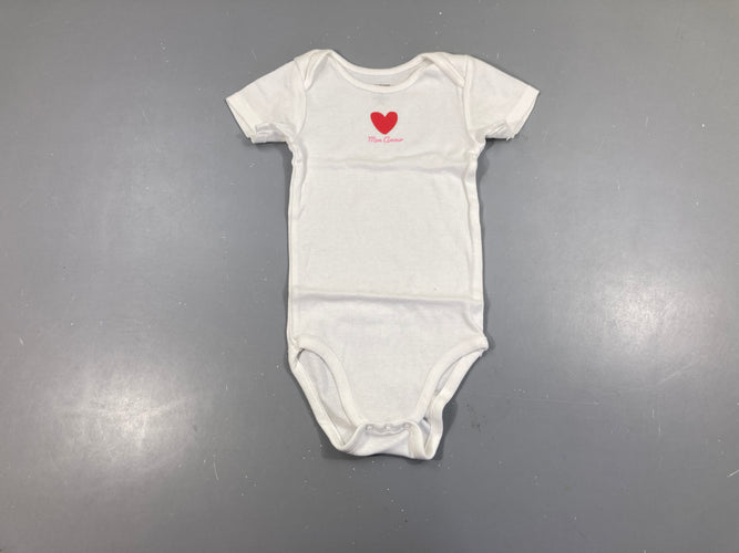 Body m.c blanc coeur, moins cher chez Petit Kiwi