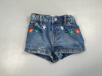 Short en jean broderies fleurs