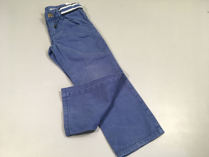 Pantalon bleu, effet ceinture à la taille bleu rayé blanc, moins cher chez Petit Kiwi