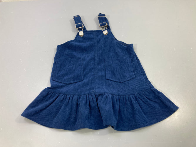 Robe salopette s.m velours côtelé marine, moins cher chez Petit Kiwi