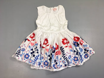 Robe s.m blanche fleurs bleu/rouge