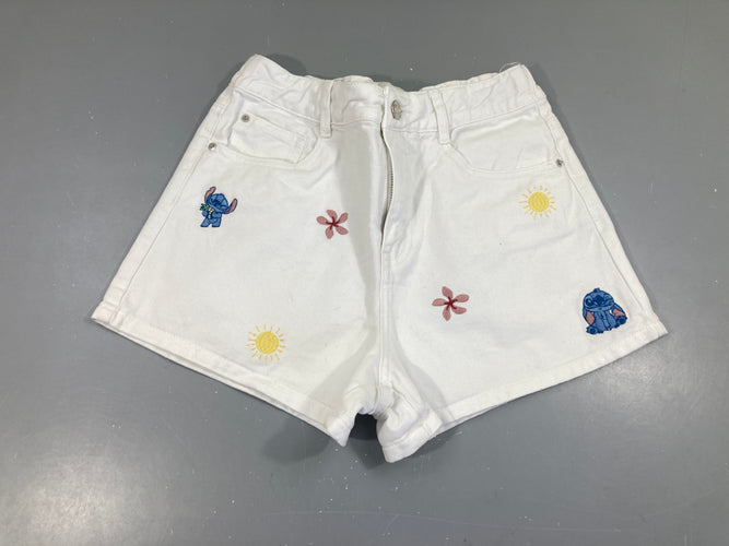 Short en jean blanc stitch, moins cher chez Petit Kiwi