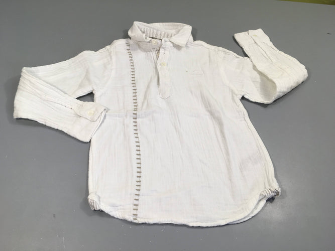 Chemise m.l gaz de coton blanc, moins cher chez Petit Kiwi