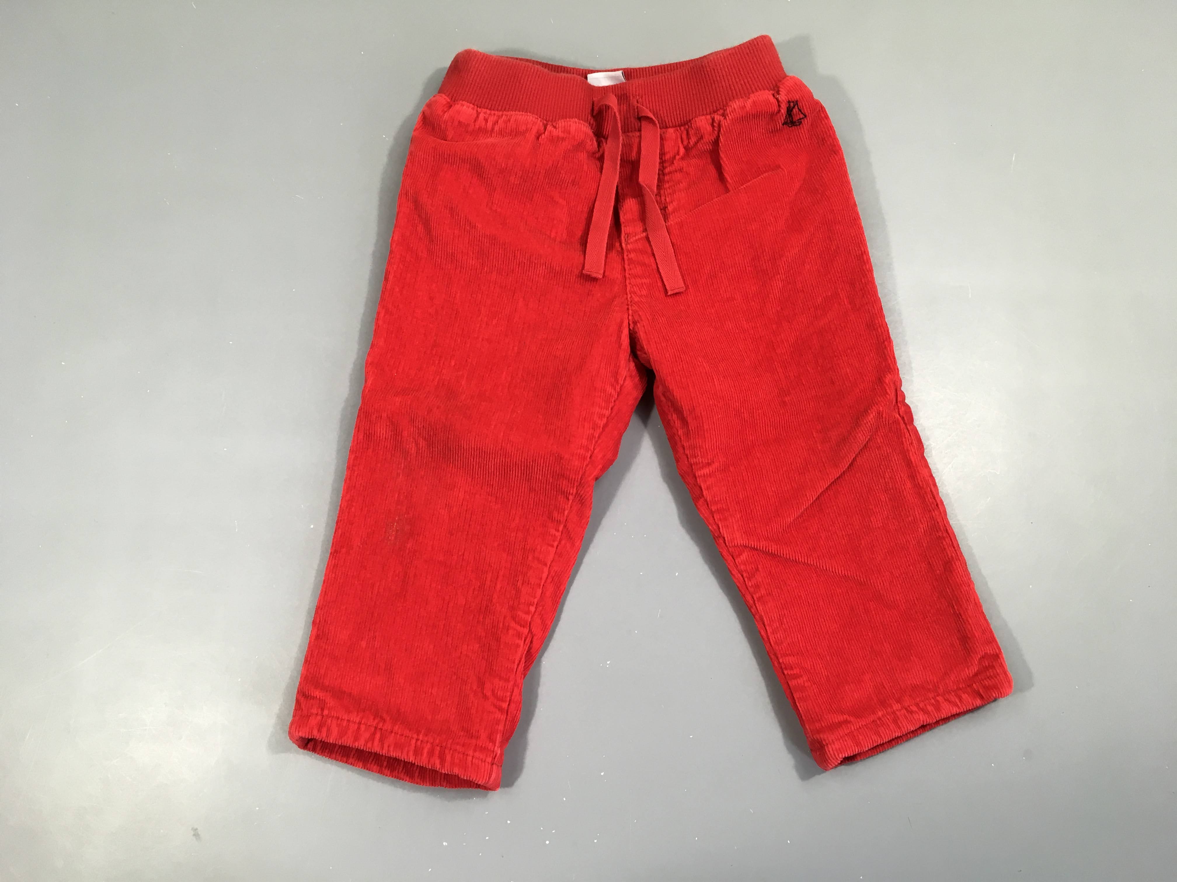 Pantalon velours côtelé rouge doublé jersey
