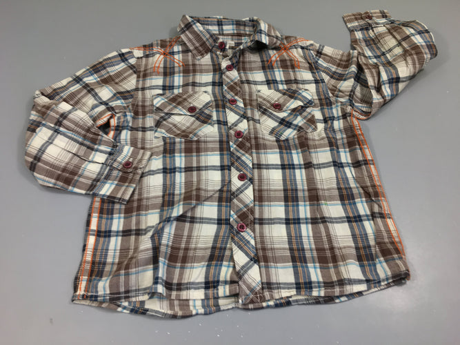 Chemise m.l à carreaux blanc, bleu, brun, orange,..., moins cher chez Petit Kiwi
