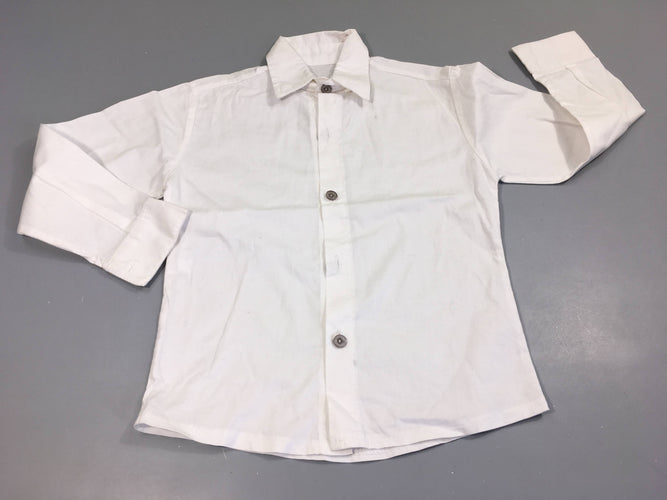 Chemise m.l blanche. Pas de taille indiquée, estimée 5a, moins cher chez Petit Kiwi
