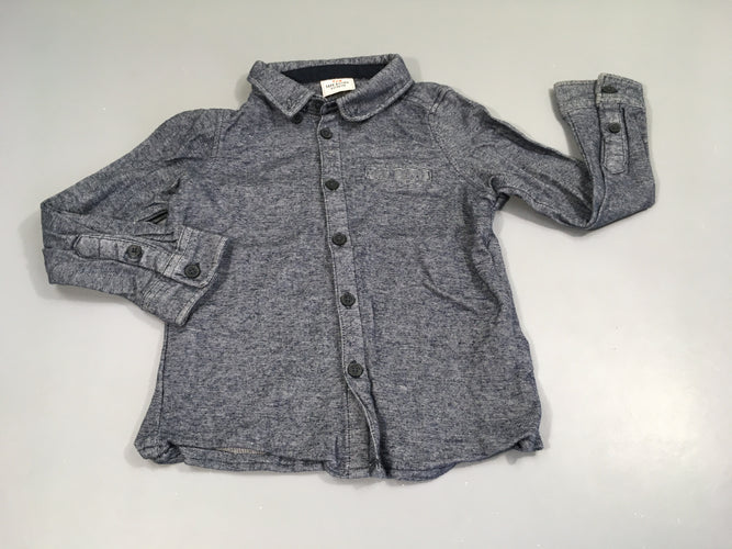 Chemise m.l bleu denim chiné, poche chino, moins cher chez Petit Kiwi