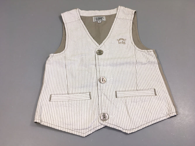 Gilet s.m coton blanc ligné, moins cher chez Petit Kiwi