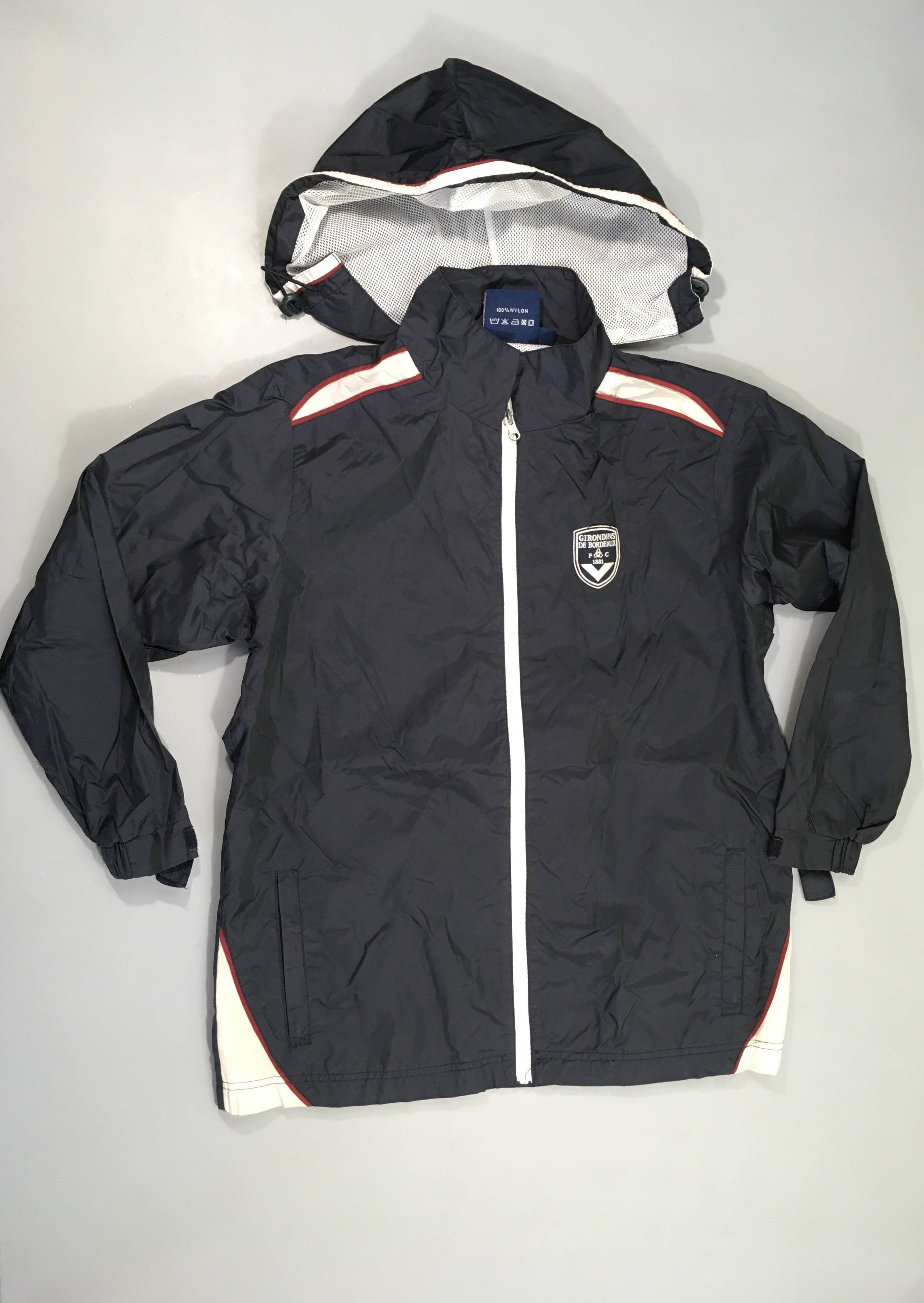 Veste style k-way zippée bleu foncé girondins de bordeaux à capuche