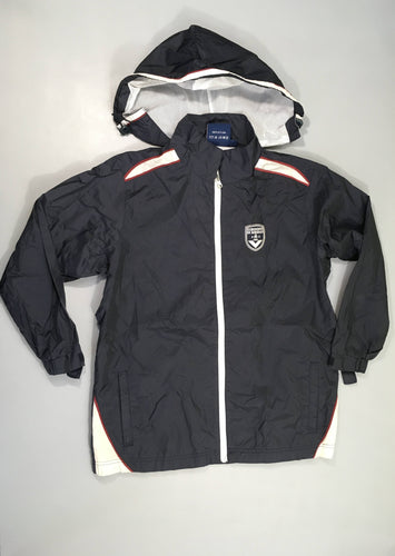Veste style k-way zippée bleu foncé girondins de bordeaux à capuche, moins cher chez Petit Kiwi