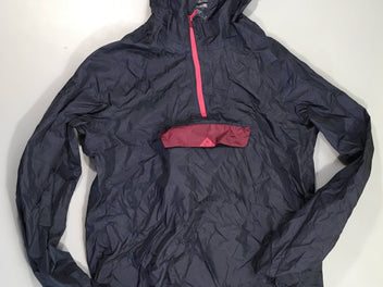 Veste style k-way bleu foncé/bordeaux à capuche