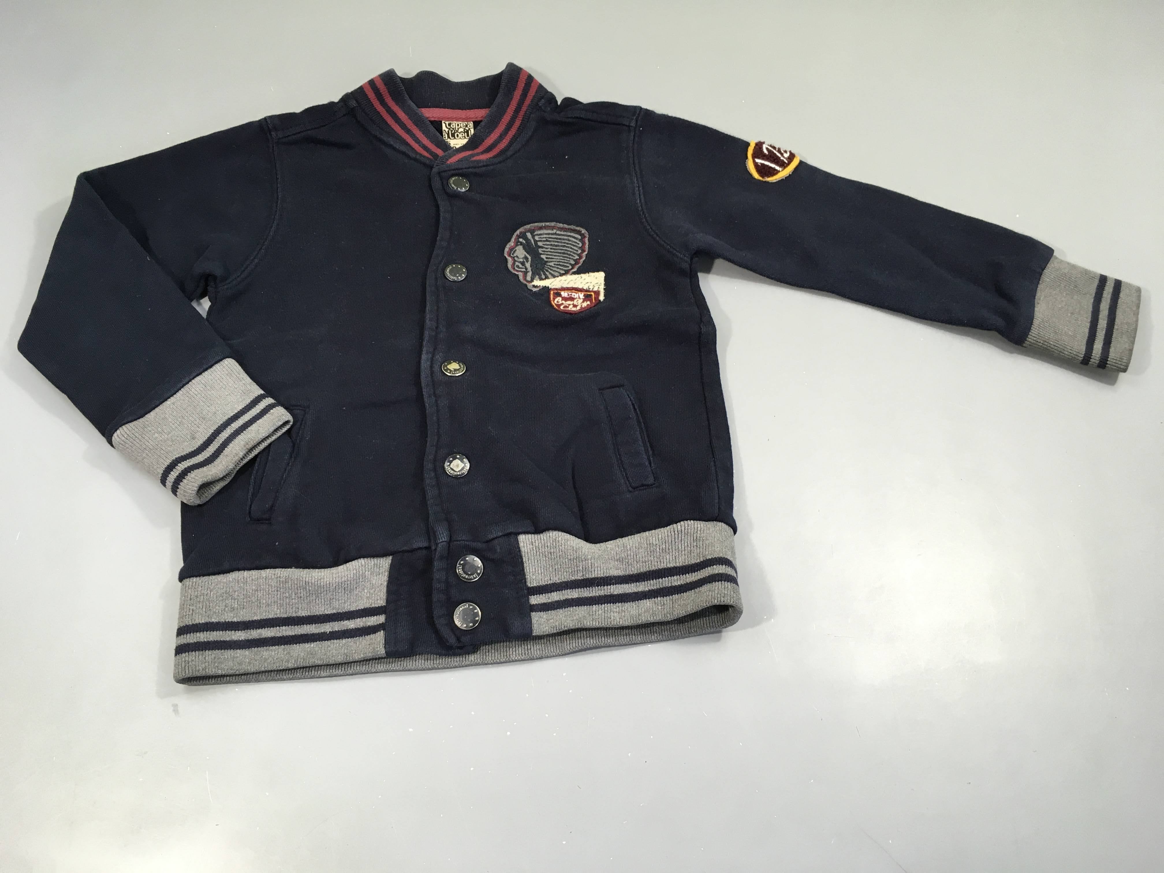 Gilet sweat à pressions bleu marine , gris, indien