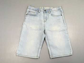 Bermuda en jean clair jog denim, élasthane craquelé à l'avant