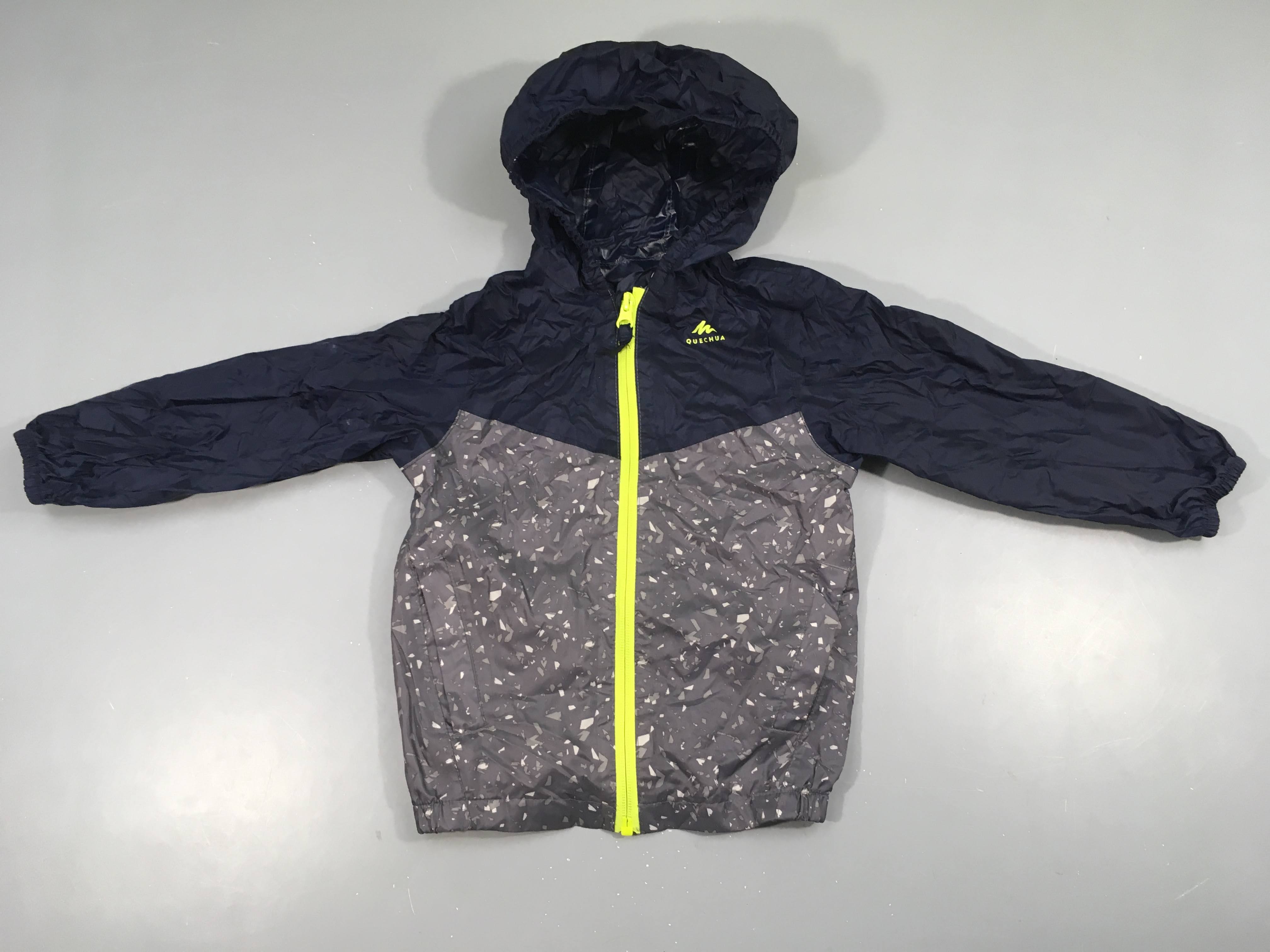 Coupe-vent style k-wy bleu marine/gris à capuche