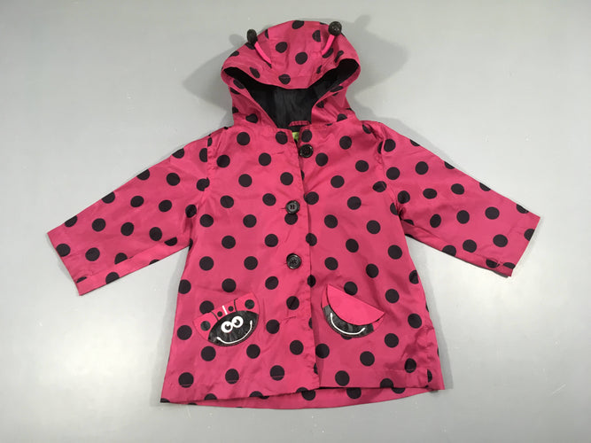 Coupe-vent rose pois à capuche coccinelle, moins cher chez Petit Kiwi