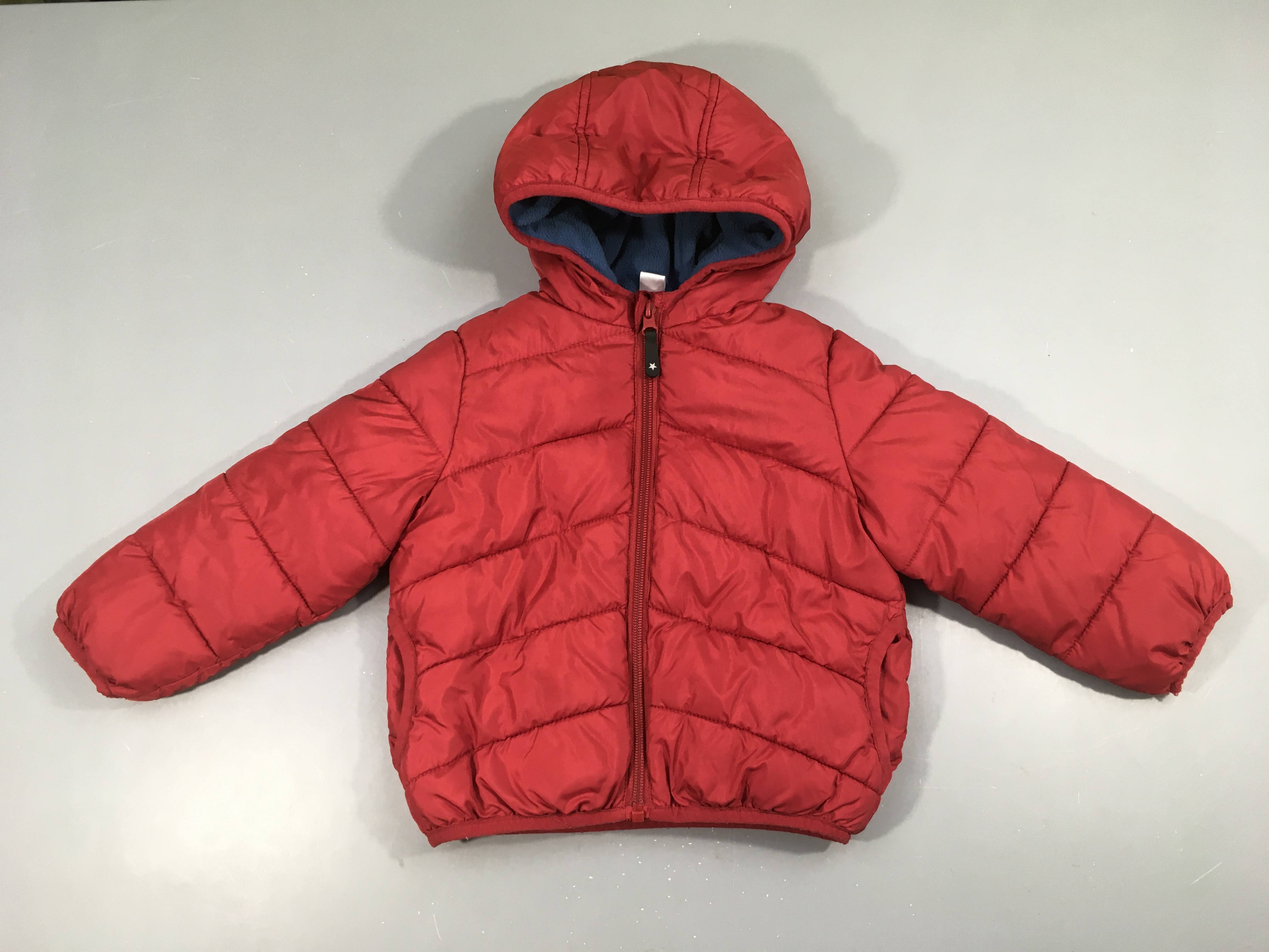 Doudoune rouge doublé polar à capuche