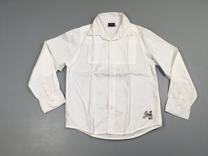Chemise m.l blanche fines rayures ton sur ton, moins cher chez Petit Kiwi